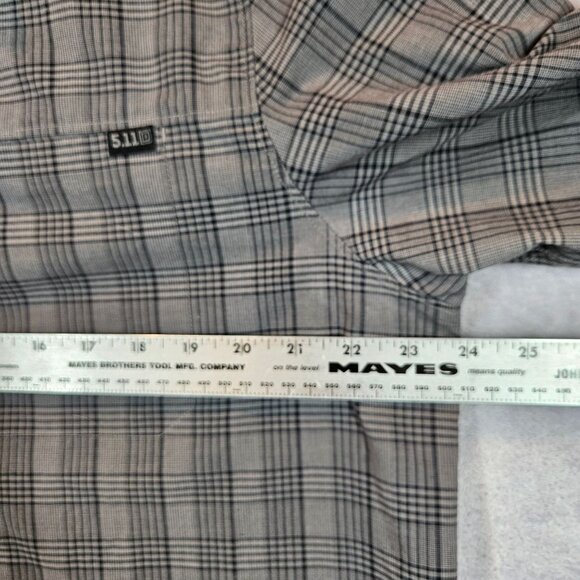 5.11 Tactical Gray Plaid Mens L  Long Sleeve Snap close Shirt business casual - Picture 8 of 13
